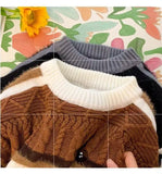 Riolio  American winter new men and women trendy personalized round neck sweater for couples loose retro casual knit sweater top y2k