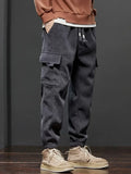 Riolio Spring Autumn Men's Elastic Waist Casual Pants Stretch Straight Drawstring Harem Jogging Sports Trousers Fashion Male Clothing
