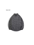 Riolio Classic Retro Japanese Sle Plaid irt Loose Casual ex Spring Autumn Thin Outerwear Long Sve Polyester Fiber
