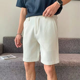 Riolio  Spring Summer New Casual Mens Shorts Naples Style Fashion Plaid Waffle Suit Shorts Men Vintage Solid Color Textured Shorts