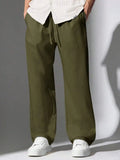 Mens Corduroy Pants With Drawstring Waist Loose Fit Casual Trousers