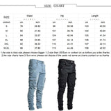 Riolio  Fashion Streetwear Ripped Skinny Jeans Men Side Mulit Pockets Denim Cargo Pants Slim Fit Pantalones Hombre Soft Elastic Joggers