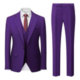 ( Jacket + Vest + Pants ) Solid Color Office Business Formal Men's Suit Three Piece Set Groom Wedding Dress Party Tailcoat