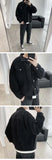 Riolio Black Denim Short Jacket Men Turn Down Collar Bomber Jacket Jeans Coats Casual Pockets Overalls Streetwear Man Clothing Outwear