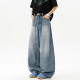 Riolio Wide Leg Washed Baggy Loose Fit High Waisted Vintage Denim Jeans Casual Streetwear Trendy Stretch Comfy Women Men Unisex Fashion