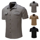 Riolio Mens Tactical Shirts Summer Work Cargo Shirts Quick Dry Casual Shirts Outdoor Army Military Shirts Short Sleeve Top Man Clothing