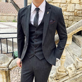 Riolio  S-7XL ( Blazer + Vest + Pants ) Brand Men's Formal Business Suit Three-piece Set Groom Wedding Party Dress Solid Color Plaid