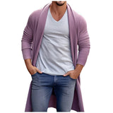 Riolio Men‘S Knitted Sweater Oversize Front Opening Long Hooded Cardigan Coat Harajuku Long-Sleeve Streetwear Pullover Casual Clothing