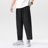 Riolio Men's Summer Thin Casual Pants Japanese Loose Ice Silk Wide Leg Pants Quick-drying Sports Pants Black Gray 3XL 4XL 5XL