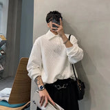 Riolio  New Lapel Sweatshirt Men's American High Street Loose Top Fashionable Skinny Pullover Polo Shirt