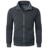 Riolio Men's casual sports zipper stand collar hoodie coat men's solid color cardigan