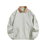 Riolio  Spring Men's Casual Loose Fit Collared Jacket Retro American Style Coach Coat Unisex Spring Breakout Wool Rabbit Fur