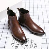 Riolio New Chelsea Boots Men Shoes PU Brown Fashion Versatile Business Casual British Style Street Party Wear Classic Ankle Boots