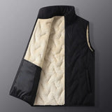 Riolio Men's Ultrasonic Fleece-Lined Cotton Vest Casual Fashion Warm Dad's Style Sheep Fur Vest For Spring Autumn