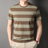 Riolio  100% Cotton High Quality Horizontal Stripes Simple Fashion Men's T-shirt Classic Timeless O Neck Tops Casual Unisex Kid's Tees