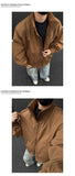 Riolio  Jacket Mens Casual Jacket Solid Stand Collar Loose Fit Zipper Autumn Coat Ribbed Cuffs Relaxed Outerwear