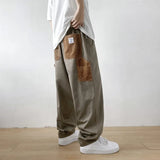 Riolio Trendy Hong Kong Style Men's Cargo Pants Loose Fit Straight Leg Casual Pants Youth Long Versatile For Various Scenes