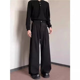 Riolio  Cleanfit High Waist Wide Leg Men's Pants Drapey Ice Silk American Style Casual Business Trousers for Teens And Young Adults