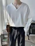 Riolio Light Luxury Top High-end Niche Designer V-neck Long-sleeved T-shirt Men Spring Autumn Trendy Versatile Base Shirt Aesthetic