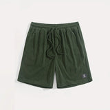 Riolio  New Arrival Men's Corduroy Shorts Casual Drawstring Elastic Waist Knee Length Loose Fit Beach Shorts for Male Summer Streetwear