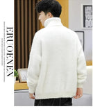 Riolio  White Pullover Turtleneck Men Sweater Fashion Knitted Sweater Men Clothing M-2XL Spring New Arrivals