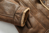 Riolio Brand Slim Genuine Leather Bomber Jacket Business Men Leather Flights Jacket Warm Pilot Coats High Quality Leather Jackets men