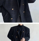 Riolio American Elegant Blazer Coat Autumn Winter High-end Wool Suit Men's Korean Style Loose Double-breasted Suit Vintage Jacket Chic