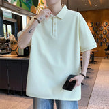 Riolio  Men's Top Trendy T-shirt Spring Summer High Quality Fashionable Minimalist Solid Color Polo Shirt Versatile Comfortable Casual