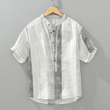  Pullover Short Sleeve Shirts for Men Fashion Striped Casual Loose Shirts