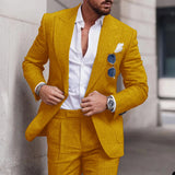 Riolio Linen Suits For Men Wedding 2 Piece Set Single-Breasted Luxury Notched Lapel Top+pants  Trajes Elegante Para Hombre