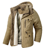 Riolio Men's Thicken Parkas Warm Winter Jacket Cashmere Fleece Coats Military Outdoor Cotton-Padded Male Windbreaker Hooded Outwear