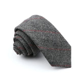 Riolio  Winter Daily Men's Women's 7cm Wool Tie Black Herringbone Brown Stripe Necktie Wedding Party Business Office Gifts Accessories