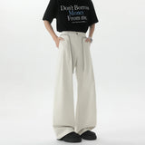 Riolio  Beige Suit Pants Men Fashion Society Mens Black Dress Pants Korean Loose Wide Leg Pants Mens Office Formal Trousers Plus Size