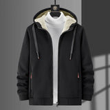 Riolio Hoodies Men Winter Fleece Thickened Sweatshirts plus Size Hood Jackets Male Fleece Coats Men's Lamb Fleece Cardigan Hoodie Tops