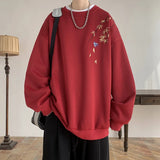 Riolio  Men's Streetwear Embroidered Sweatshirt High Quality Hoodie Luxury Brand Unisex Pullover Men Clothing Red/Black/Apricot