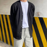 Riolio Autumn Fashion Men Luxury Knitted Sweater Coats Trendy Korean Popular V Neck Long Sleeve Cardigan Jacket Casual Stylish Knitwear