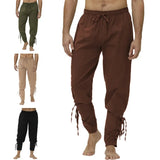 Riolio Japanese street fashion men Pirate Pant Viking Costume for Men Renaissance Medieval Pants Drawstring Shorts Halloween Costume Adult Cosplay