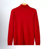 Riolio New Korean Fashion Men Sweater Light Luxury Trendy Turtleneck Knit Solid Color Pullover Leisure Retro Long Sleeve Basic Knitwear