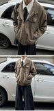 Riolio Coffee American Retro Plaid Coat Gerharrington Stand Collar Jacket Korean Streetwear Vintage Old Vintage Style Zipper Jacket