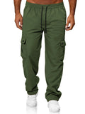 Riolio  Men's Casual Cargo Pants Elastic Waist Drawstring Straight Leg Trousers with Multi Pockets