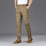 Riolio  Luxury Brand Men's Stripe Plaid Casual Pants Men Army Green Four Seasons High Quality Business Trousers Men's Slim Straight Pant