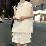 Riolio  Original Design Men's Summer Ice Silk Vest Shorts Set Sleeveless Quick Dry Comfortable Breathable Fashionable Casual Outfit