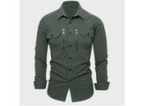 Riolio  Spring Autumn Men's Cotton Cargo Shirts Casual Men Long Sleeve Workwear Shirt Vintage Man Multi-Pocket Military Button Shirt