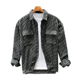 Riolio Winter Fall New Fashion Men Houndstooth Pattern Double Pockets Long Sleeve Jacket Woolen Vintage Casual Lapel Coat Male Top