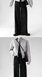 Riolio Korean Elegant Pants Fake Pocket Decoration Wide-leg Pants Autumn New American Style Design Sense Spliced Straight Suit Trousers