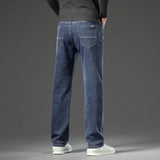 Riolio  Autumn New Men's Straight Loose Dark Gray Jeans Classic Style High Elasticity Baggy Pants Male Plus Size 40 42 44