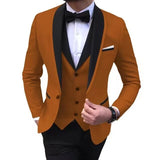 Riolio  Solid Men's 3 Pieces Wedding Suit One Button Shawl Lapel Jacket Vest Pants Dinner Groom Tuxedos Slim Fit Formal Business Suits