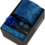 Riolio  Men Necktie Flower Pin Set With Box Luxury Necktie Handkerchief Brooch With Cufflinks Set Gift Box Wedding Men Suits Gravatas