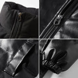 Riolio Men's Clothing Winter New Parkas Windbreaker Fashion Thermal Thick Coats Mens Brand PU Leather Splicing Warm Jackets Outwear