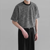 Riolio  New Men Fashion Tops Clothing Luxury Korean Popular Textured O Neck T-shirt Streetwear Leisure Short Sleeve Jacquard Tees M-3XL